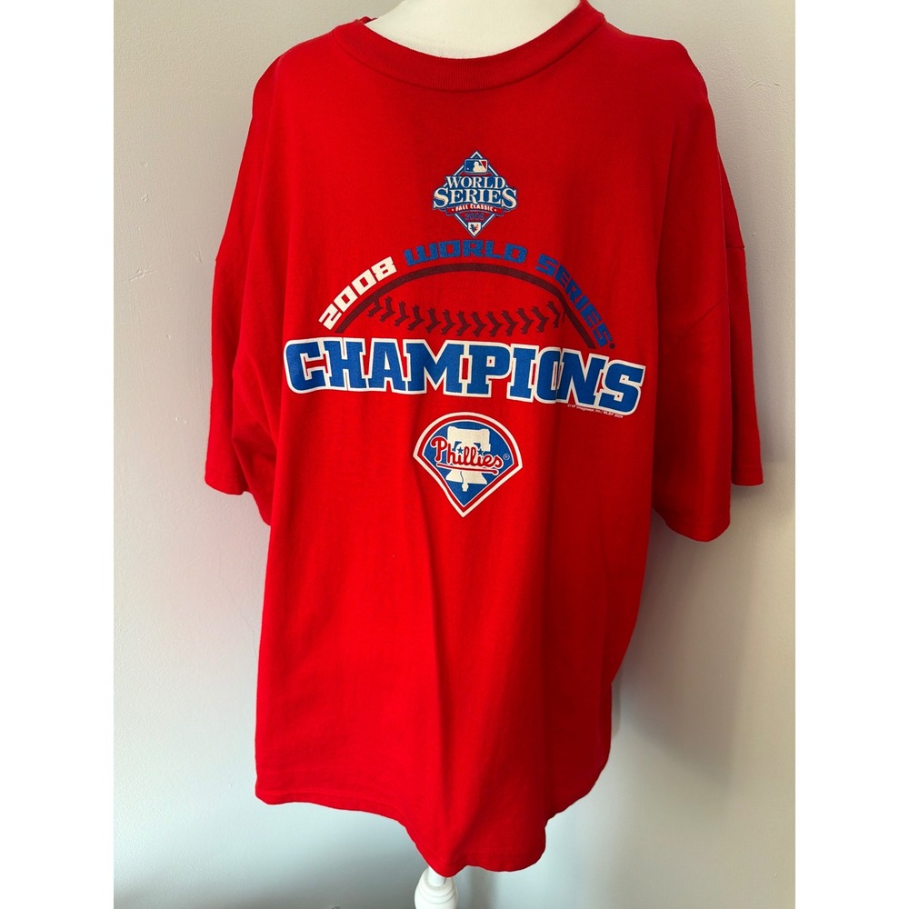 Philadelphia Phillies 2008‎ World Series Champions Red T-Shirt Mens 2XL Delta